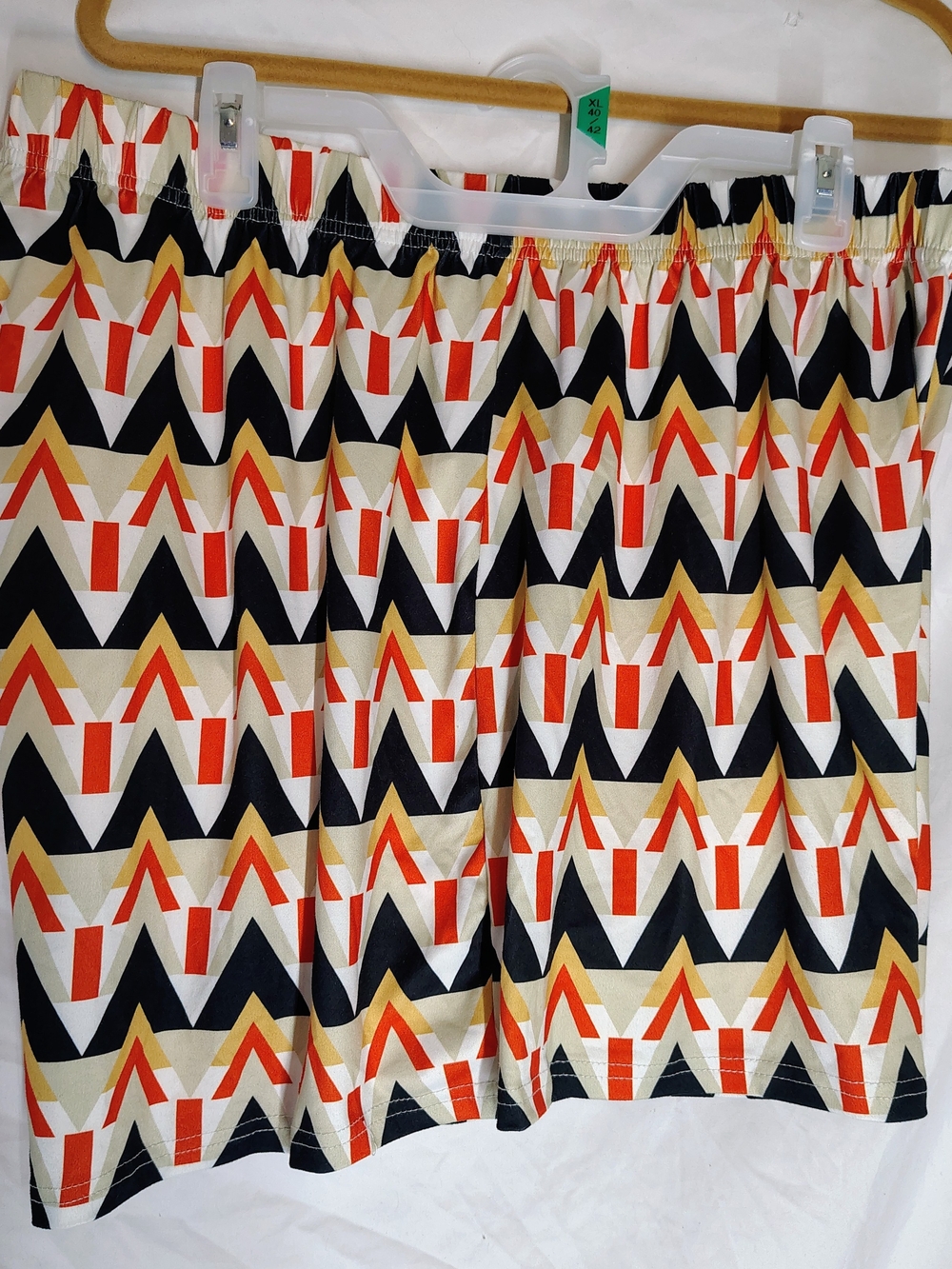 SHEIN Black, Orange & Cream Geometric Mini Skirt 16/18 Plus Size